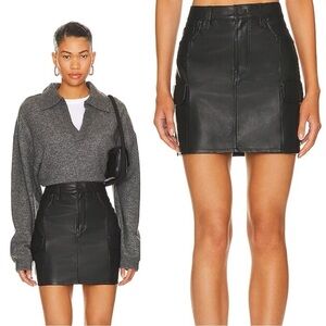 Hudson Jeans Cargo Faux Leather Viper Skirt in Black